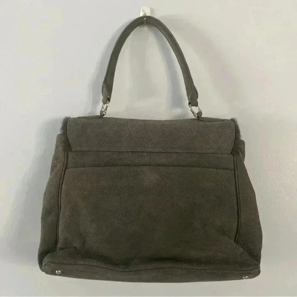 RomyGold Gray Leather Handbag With Gray Fur Trim - Picture 2 of 14